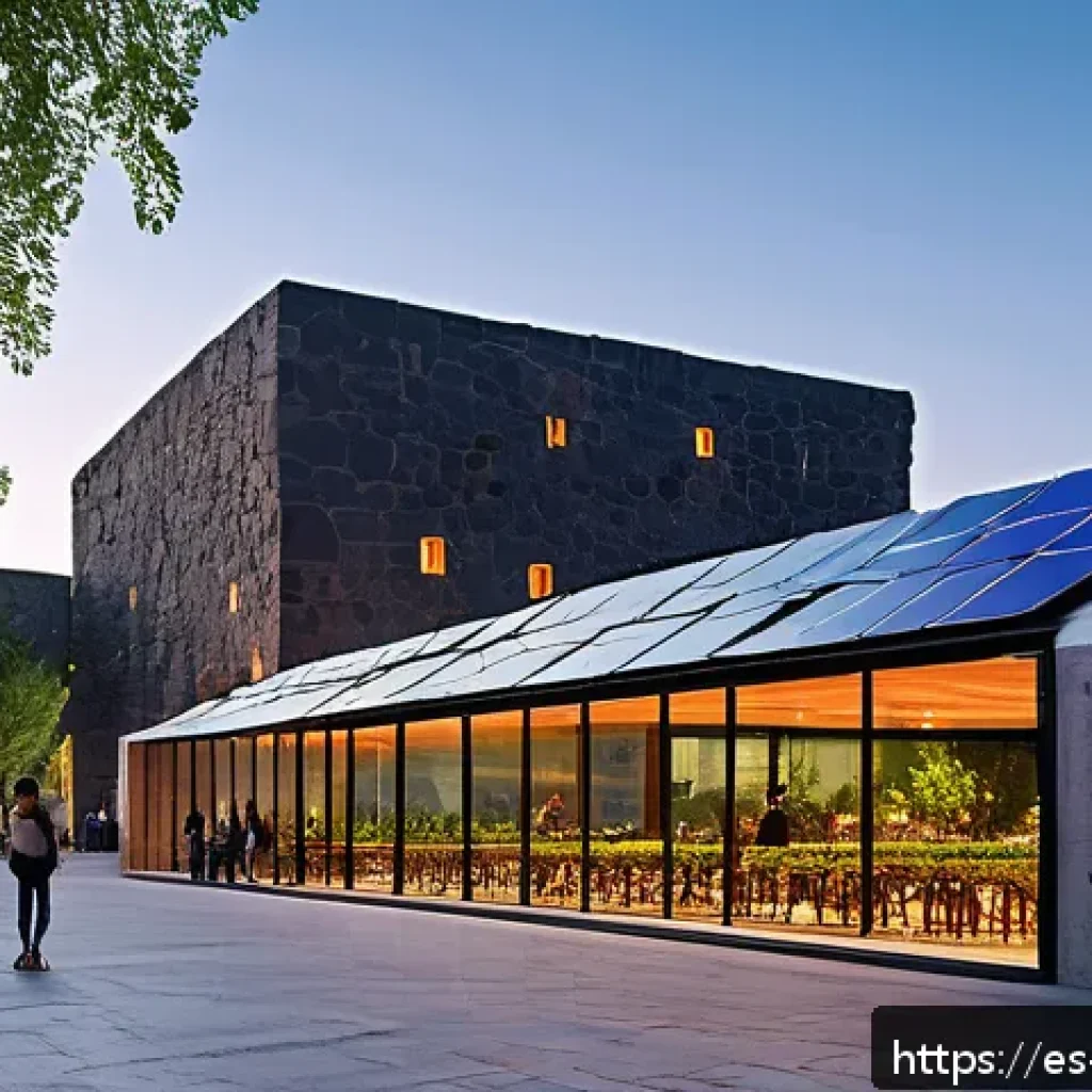아르메니아의 현대 건축물 - A contemporary Armenian urban plaza at dusk, blending traditional Armenian volcanic stone (tufa) wit...
