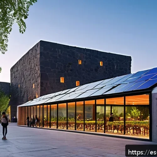 아르메니아의 현대 건축물 - A contemporary Armenian urban plaza at dusk, blending traditional Armenian volcanic stone (tufa) wit...
