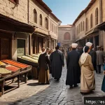 아르메니아와 터키 관계 역사 - A detailed historical scene depicting Armenian and Turkish communities during the late Ottoman Empir...